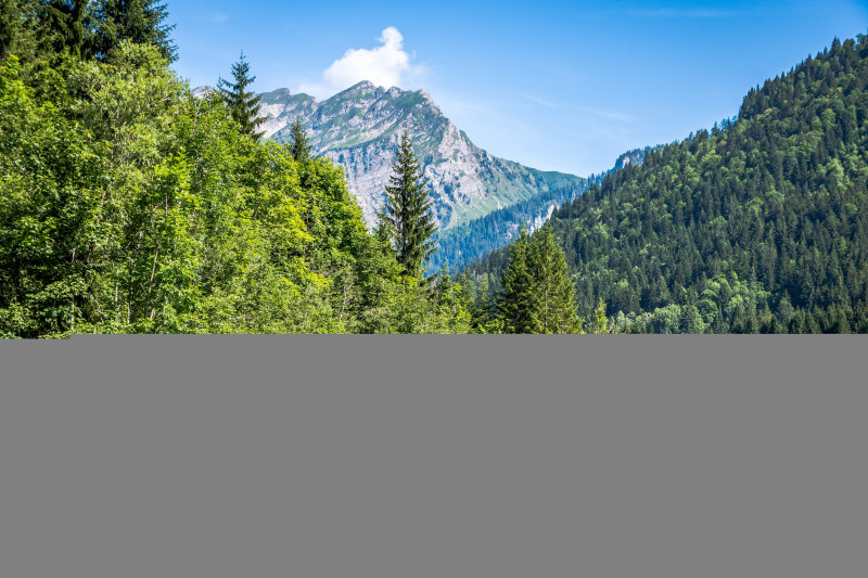Vue depuis le lac sur le Roc d'Enfer