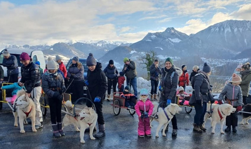Distribution of dog sled papillottes_Vailly - © Catherine Mermin Distribution of dog sled papillottes_Vailly