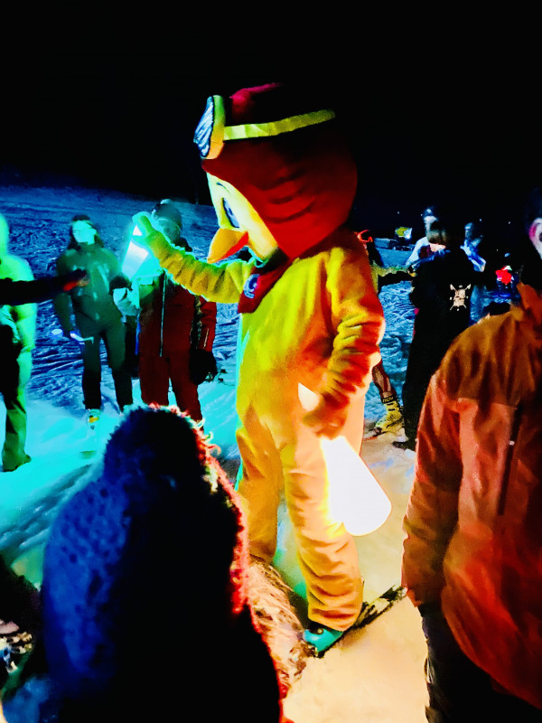 Piou-Piou à l'arrivée de la descente aux lampions